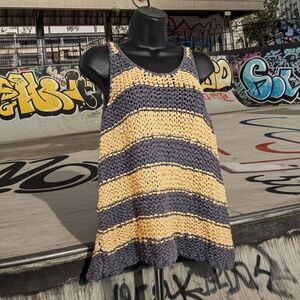 Free People Uber Chunky Sweater Tank Striped Grunge Beachy Surf Women's Small